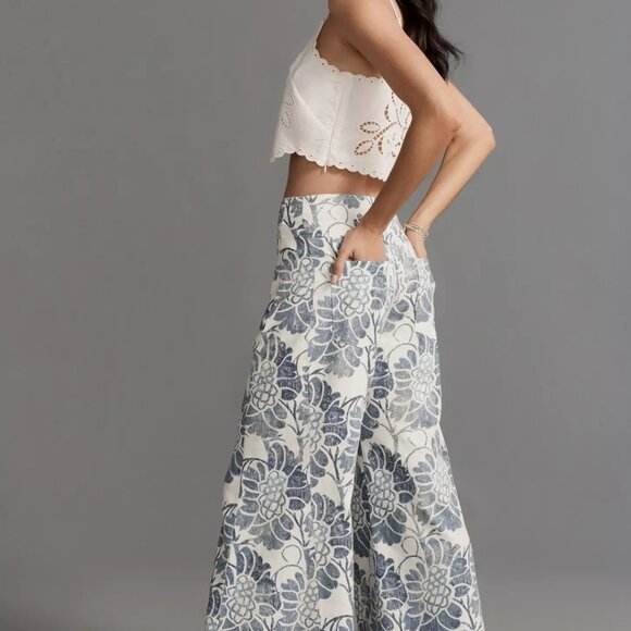 The Adi Printed Linen Mid-Rise Flare Pants by Pilcro Size 29  LIKE NEW - Picture 3 of 7